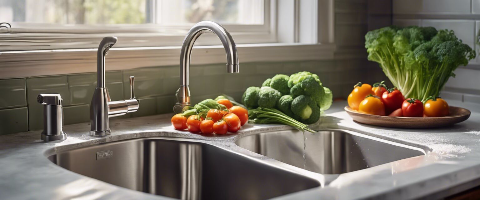 Kitchen prep sink in use