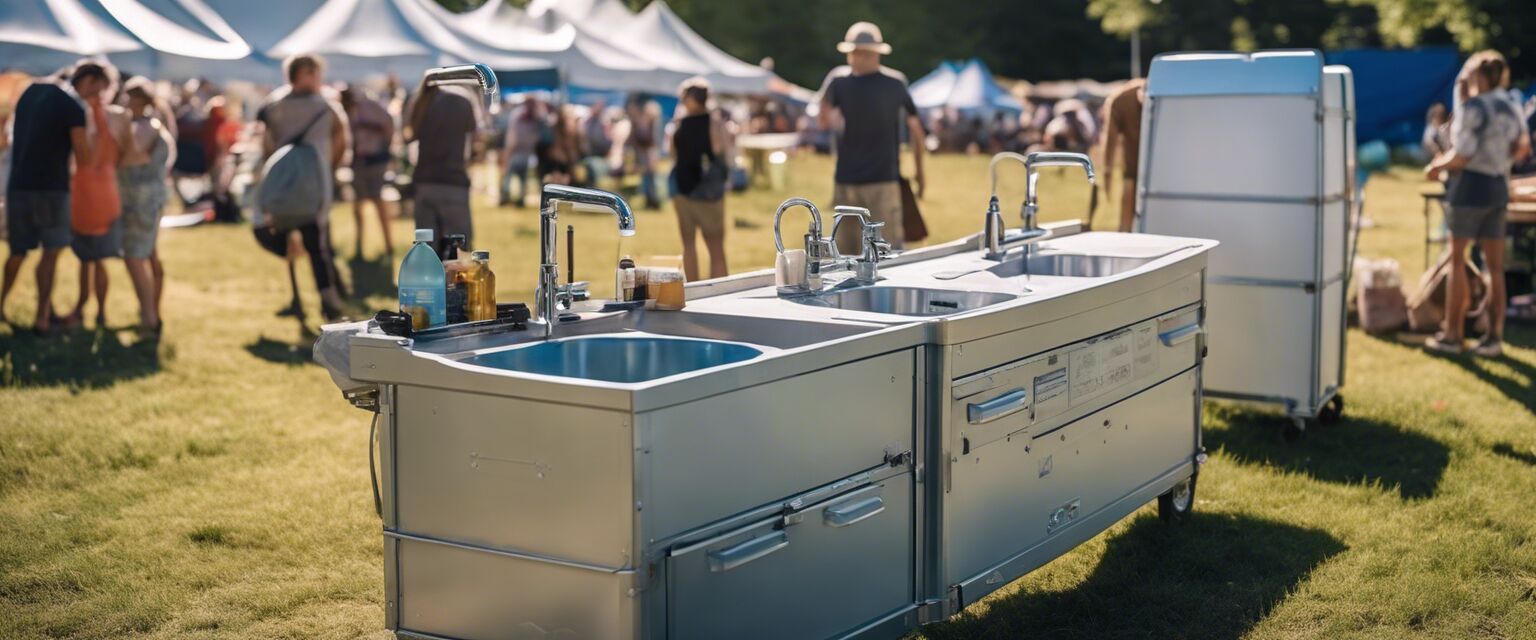 Portable sink setup at festival